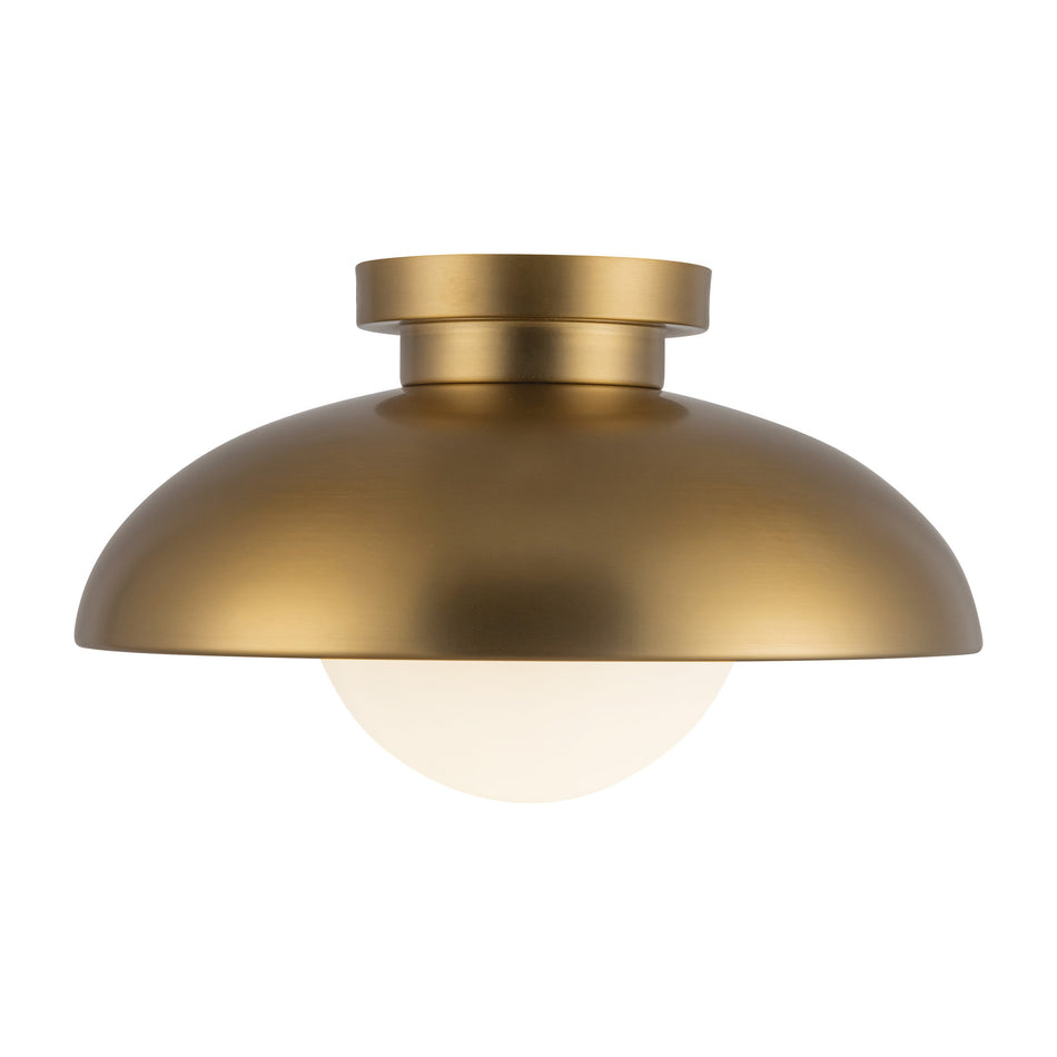 Rubio 12-in Aged Gold/Opal Matte Glass 1 Light Flush Mount