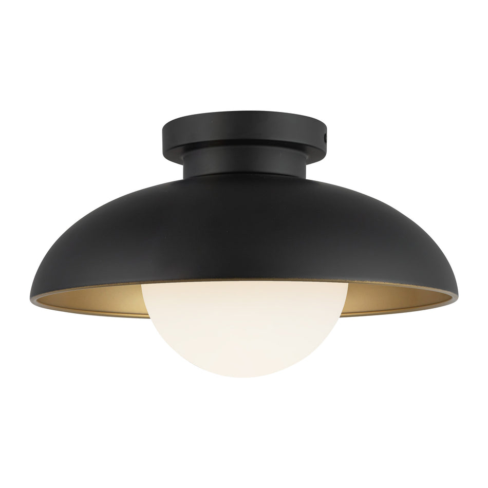 Rubio 11-in Matte Black/Opal Matte Glass 1 Light Flush Mount by ALORA MOOD
