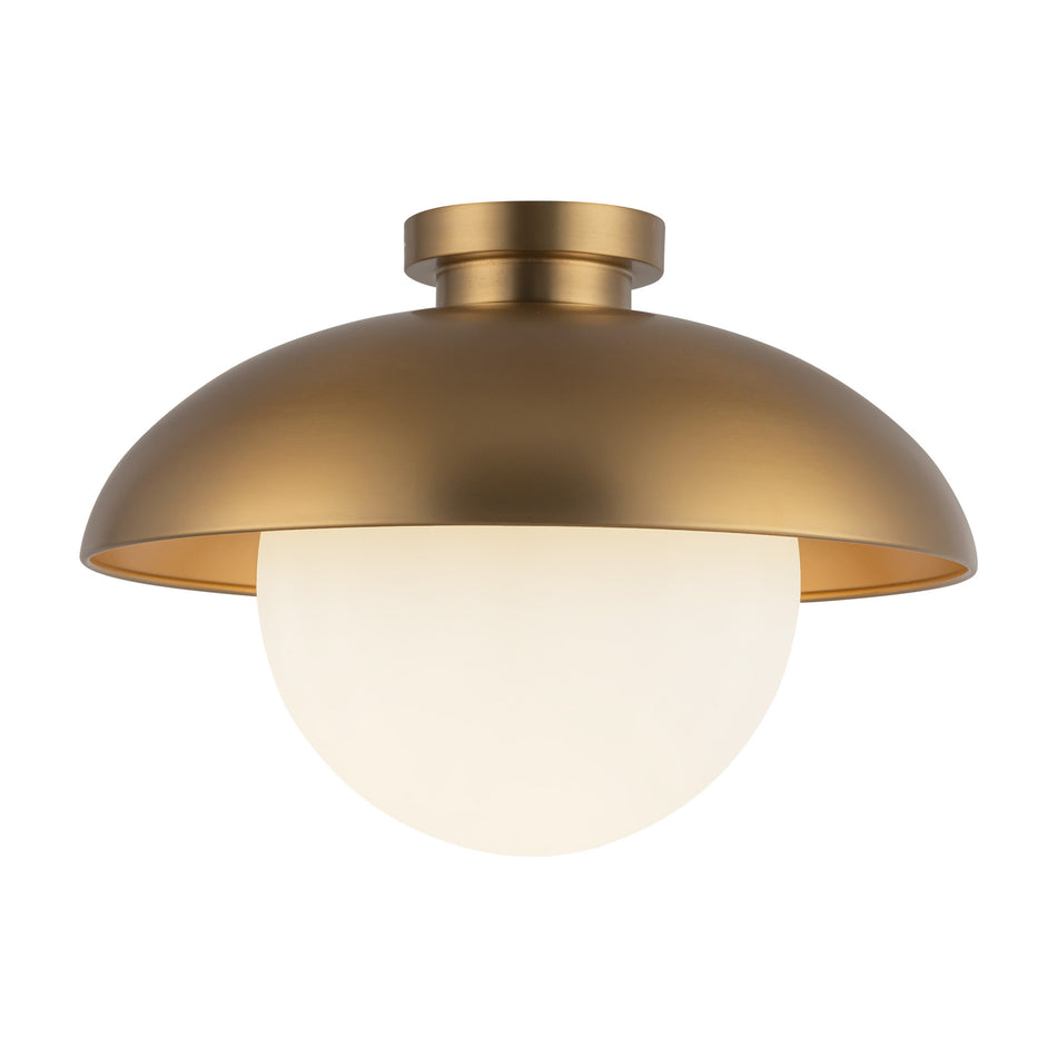 Rubio 16-in Aged Gold/Opal Matte Glass 1 Light Flush Mount by ALORA MOOD