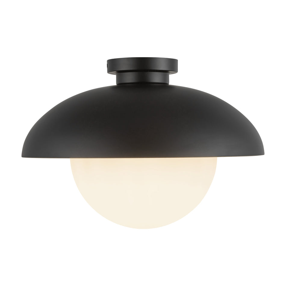 Rubio 16-in Matte Black/Opal Matte Glass 1 Light Flush Mount