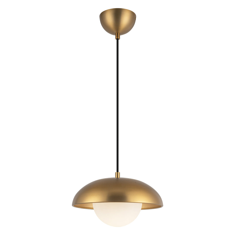 Rubio 11-in Aged Gold/Opal Matte Glass 1 Light Pendant by ALORA MOOD