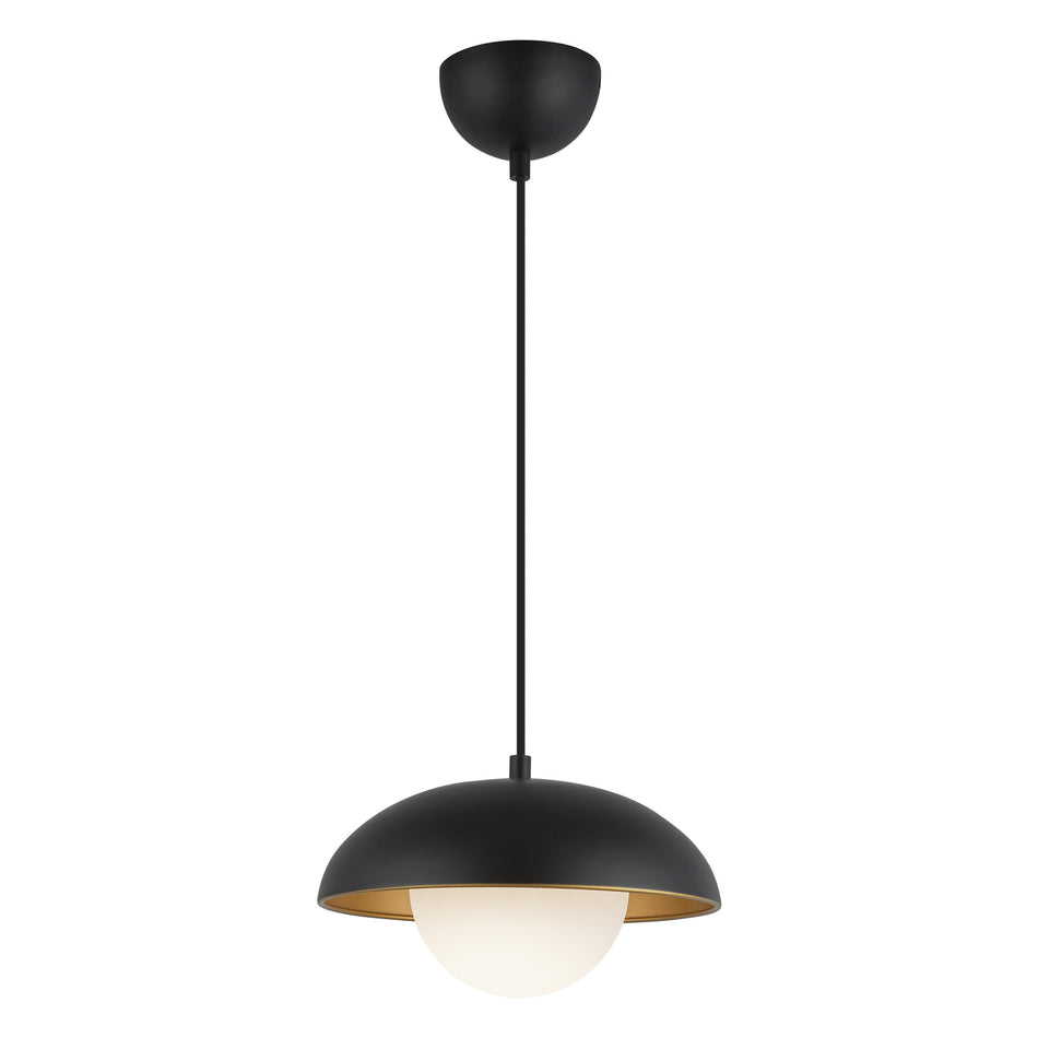 Rubio 11-in Matte Black/Opal Matte Glass 1 Light Pendant by ALORA MOOD
