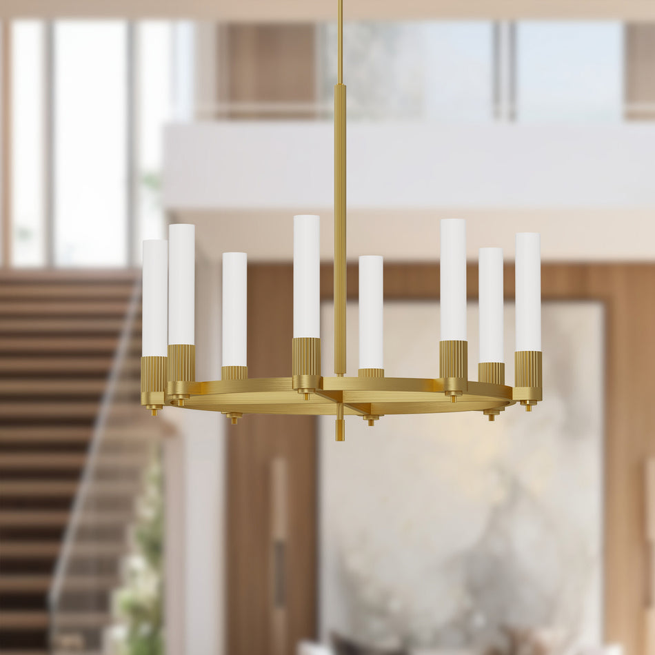 Rue 38-in Brushed Gold 8 Lights Chandeliers by ALORA MOOD