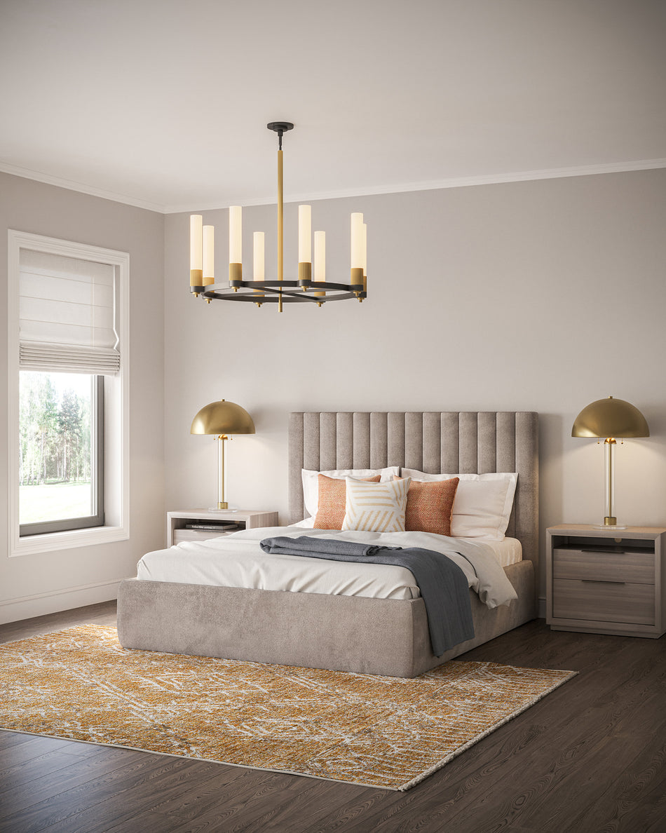 Rue 38-in Matte Black/Brushed Gold 8 Lights Chandeliers by ALORA MOOD