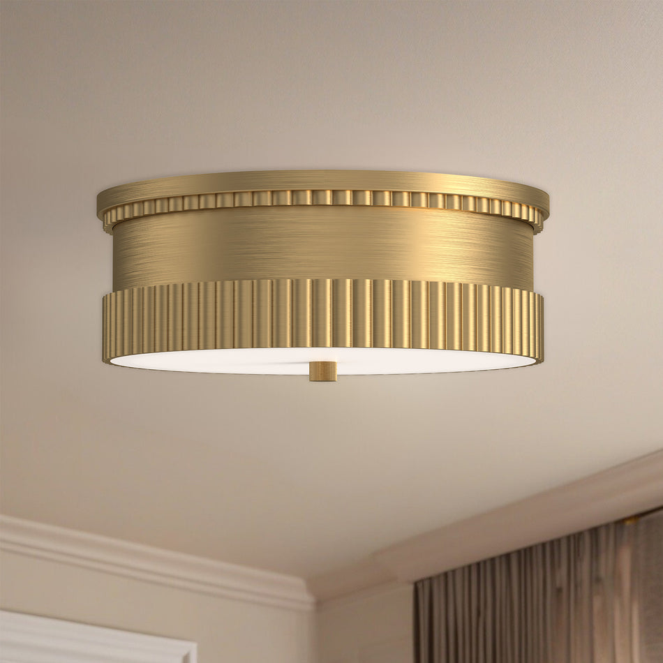 Rue 14-in Brushed Gold 3 Lights Flush Mount by ALORA MOOD
