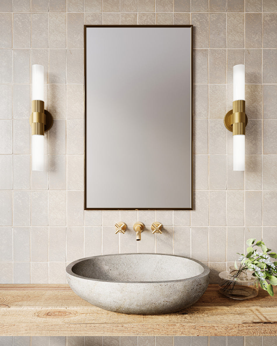 Rue 22-in Brushed Gold 2 Lights Vanity by ALORA MOOD