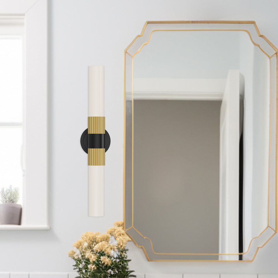 Rue 22-in Matte Black/Brushed Gold 2 Lights Vanity by ALORA MOOD