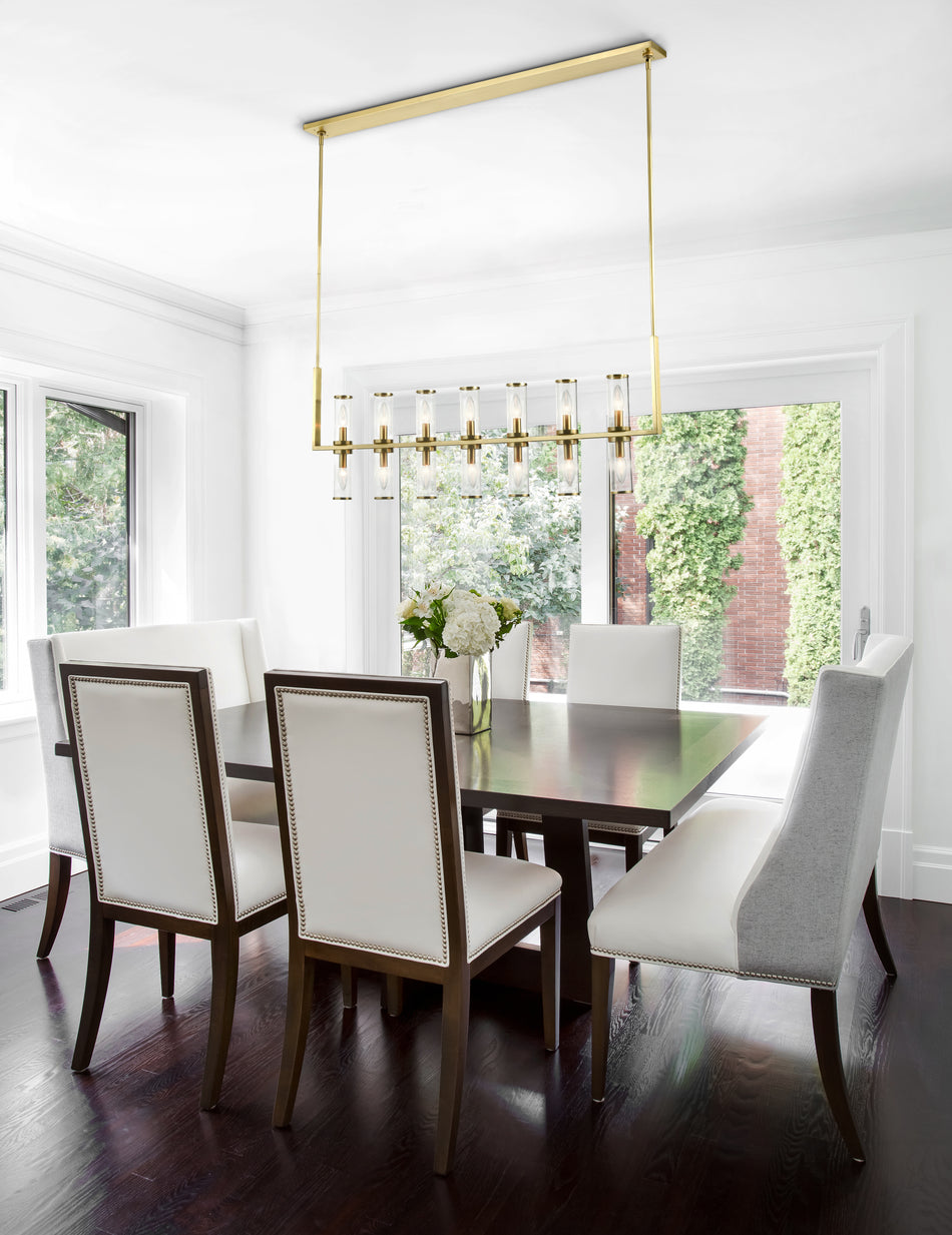 Revolve Clear Glass/Natural Brass 14 Lights Linear Pendant by ALORA