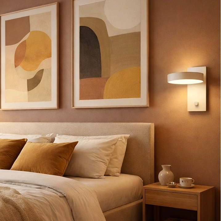 Azton series LED wall sconce in white with 3CCT switch by Matteo