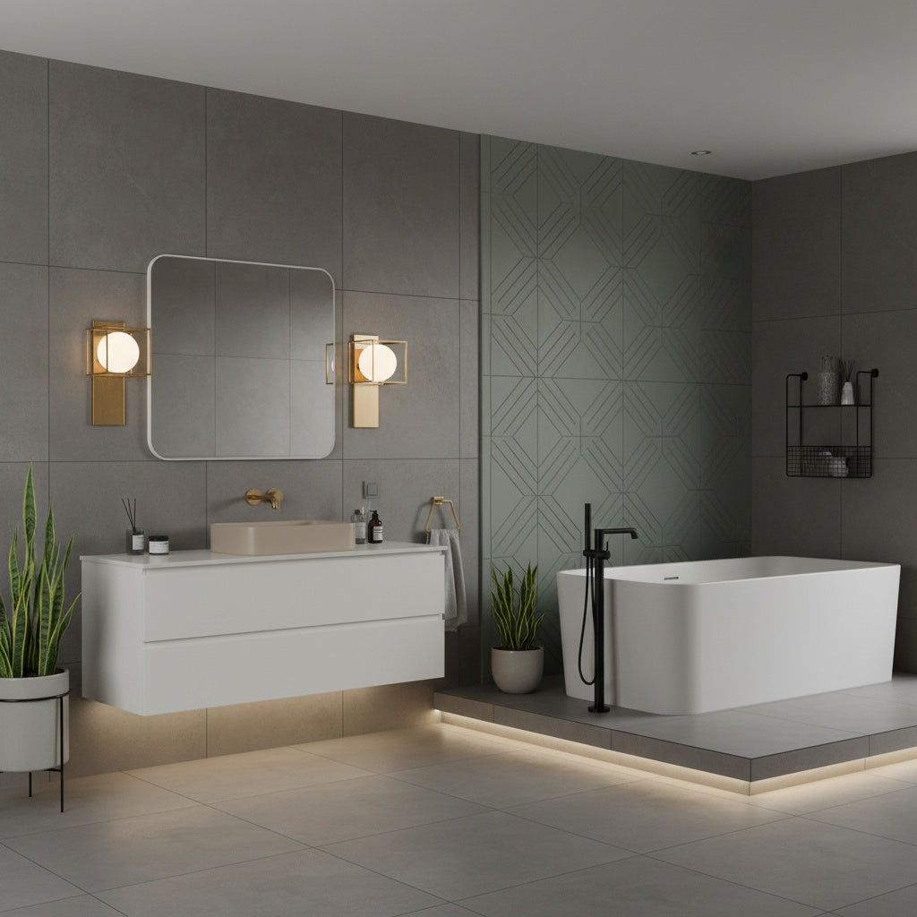 Squircle geometric wall sconce with frosted glass in Aged Gold Brass by Matteo