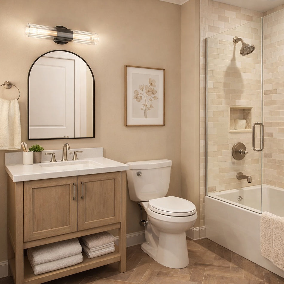 16" Odette collection tubular vanity light in black by Matteo