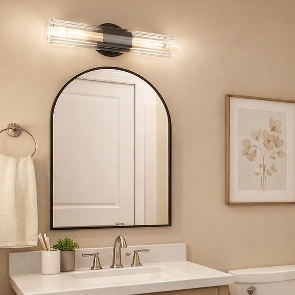 16" Odette collection tubular vanity light in black by Matteo