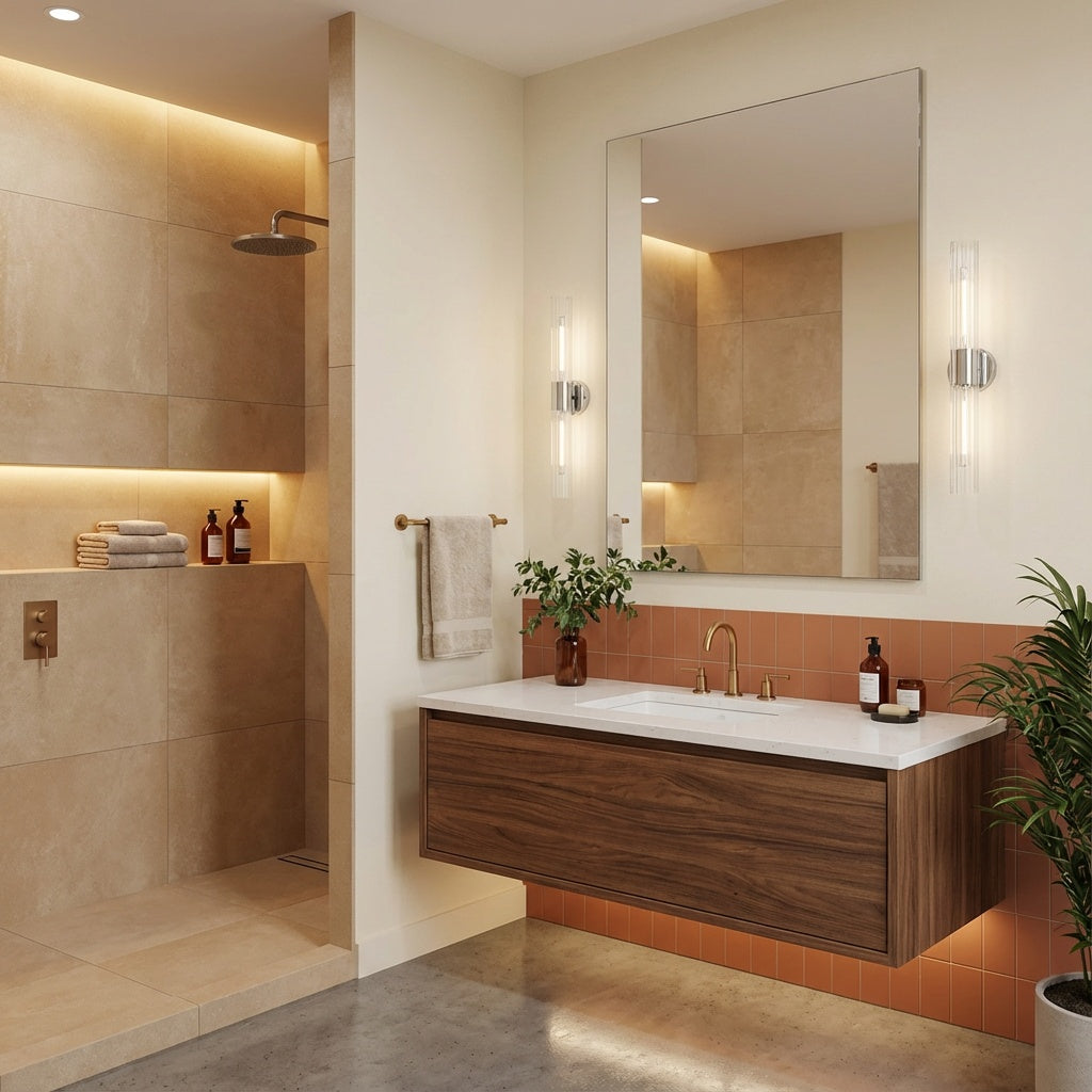 16" Odette collection tubular vanity light in Chrome by Matteo