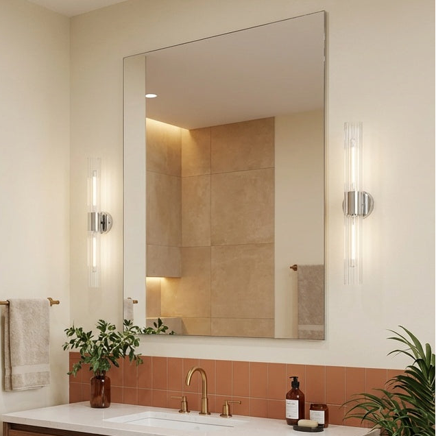 16" Odette collection tubular vanity light in Chrome by Matteo