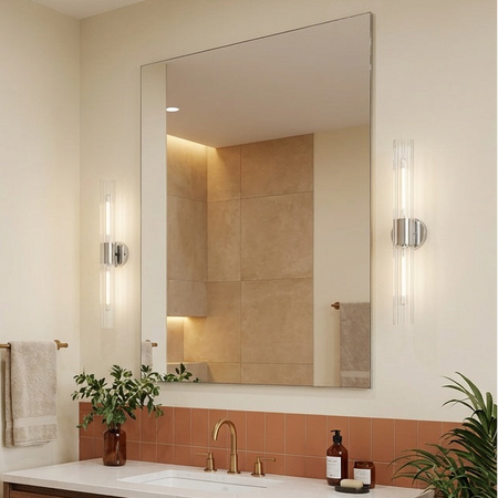 16" Odette collection tubular vanity light in Chrome by Matteo