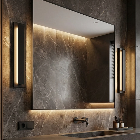18" diffused back light Baretta Wall Sconce in Black by Matteo