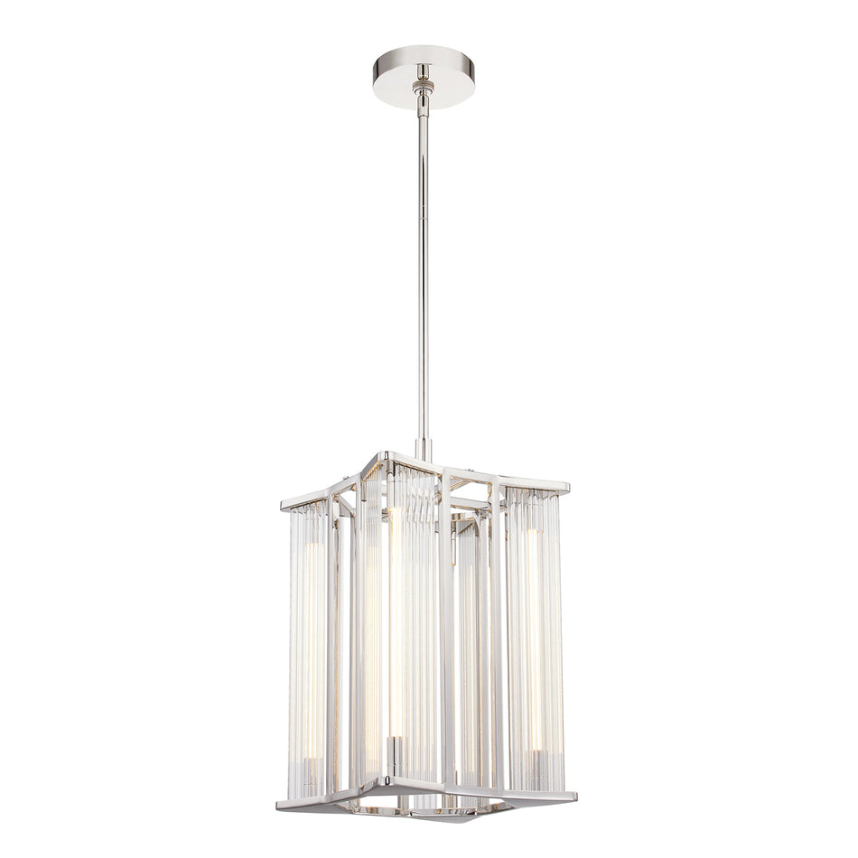 Sabre 11-in Polished Nickel/Ribbed Glass LED Pendant