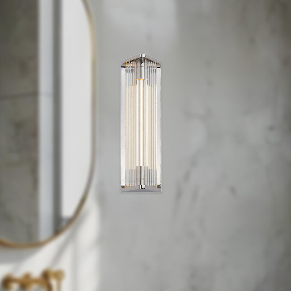 Sabre 12-in Polished Nickel/Ribbed Glass LED Wall/Vanity by ALORA