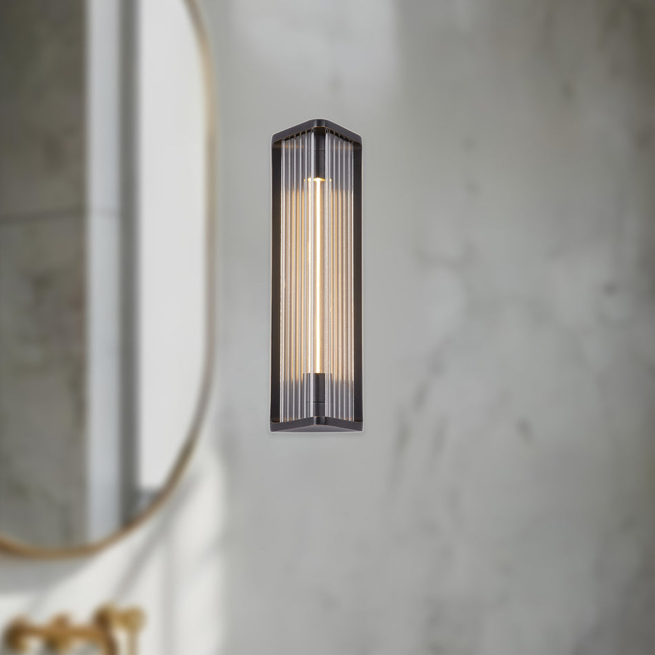Sabre 12-in Ribbed Glass/Urban Bronze LED Wall/Vanity by ALORA