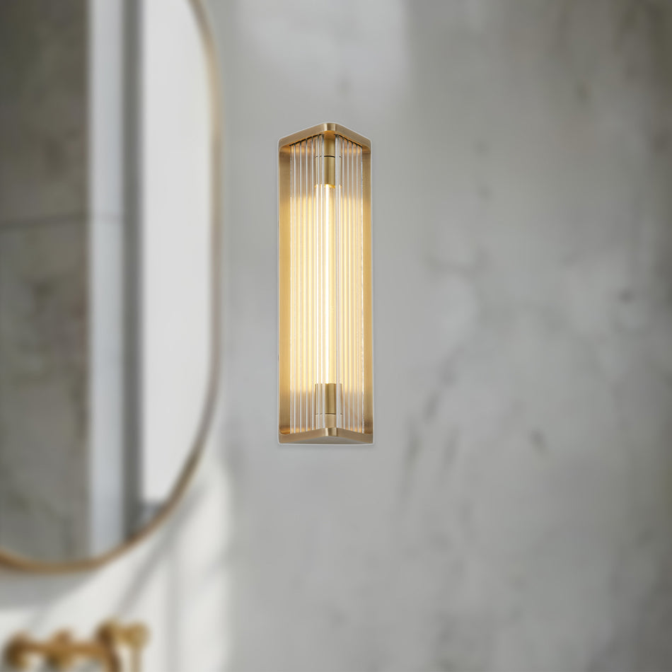 Sabre 12-in Ribbed Glass/Vintage Brass LED Wall/Vanity by ALORA