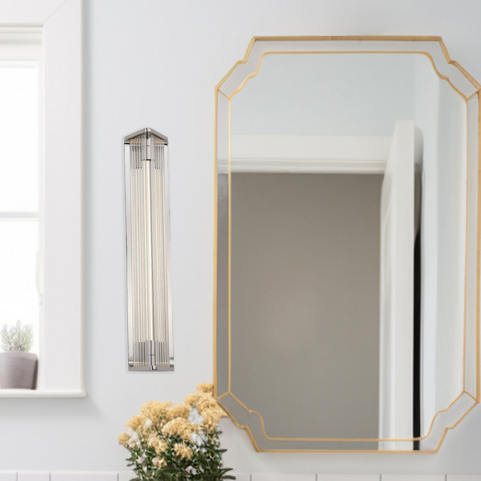 Sabre 23-in Polished Nickel/Ribbed Glass LED Wall/Vanity by ALORA