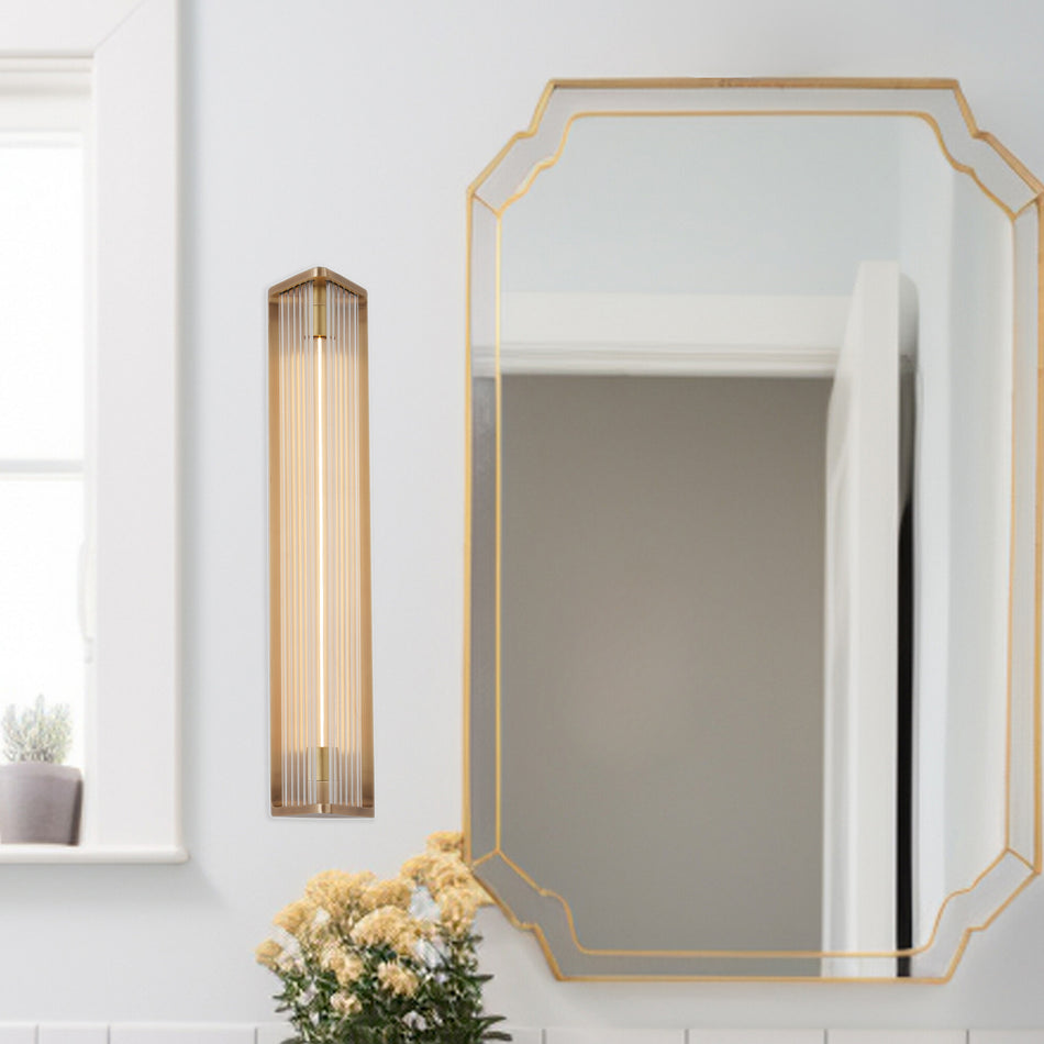 Sabre 23-in Ribbed Glass/Vintage Brass LED Wall/Vanity by ALORA