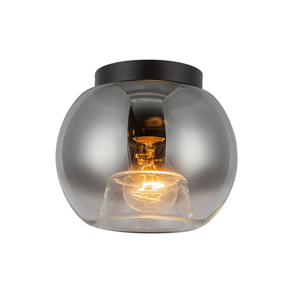 Samar 8-in Black/Smoked 1 Light Flush Mount by KUZCO