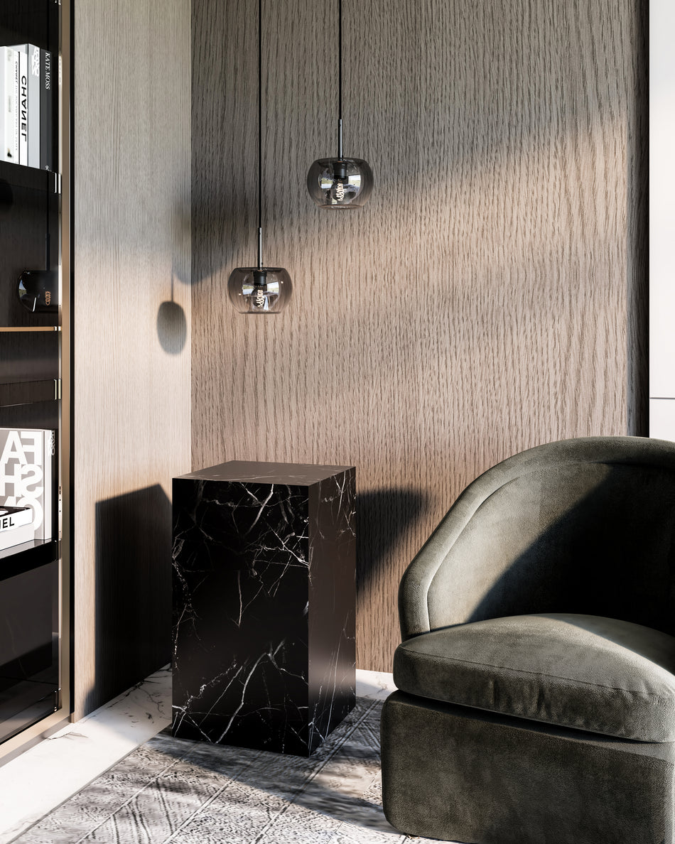 Samar 8-in Black/Smoked 1 Light Pendant by KUZCO