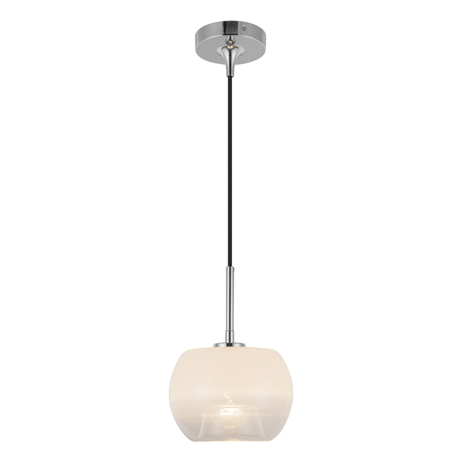 Samar 8-in Chrome/Opal Glass 1 Light Pendant