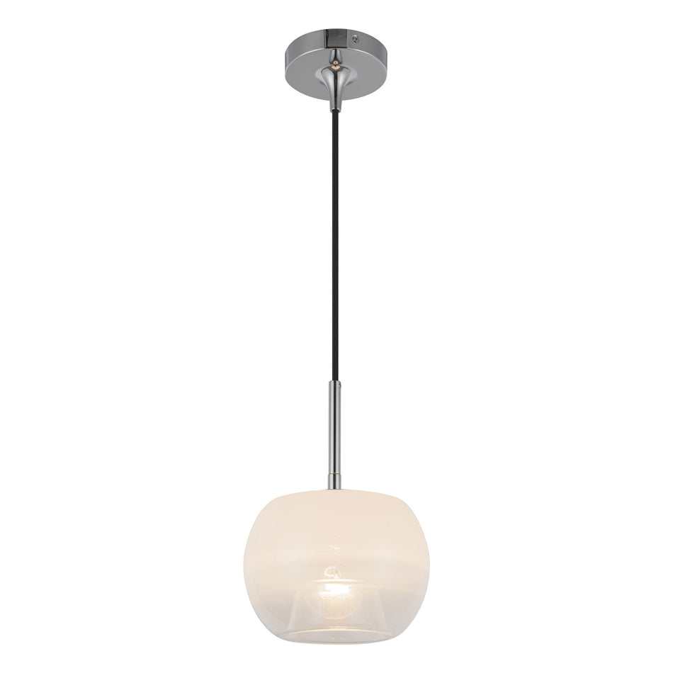 Samar 8-in Chrome/Opal Glass 1 Light Pendant by KUZCO