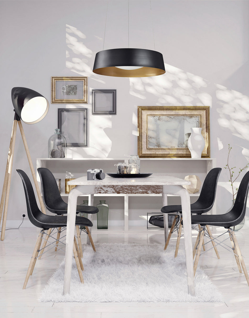 Sampson 16-in Black LED Pendant by KUZCO