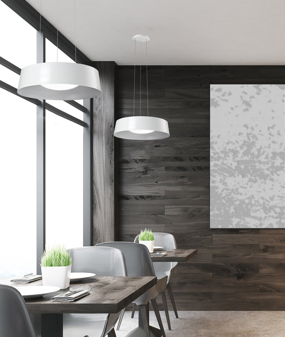 Sampson 17-in White LED Pendant by KUZCO