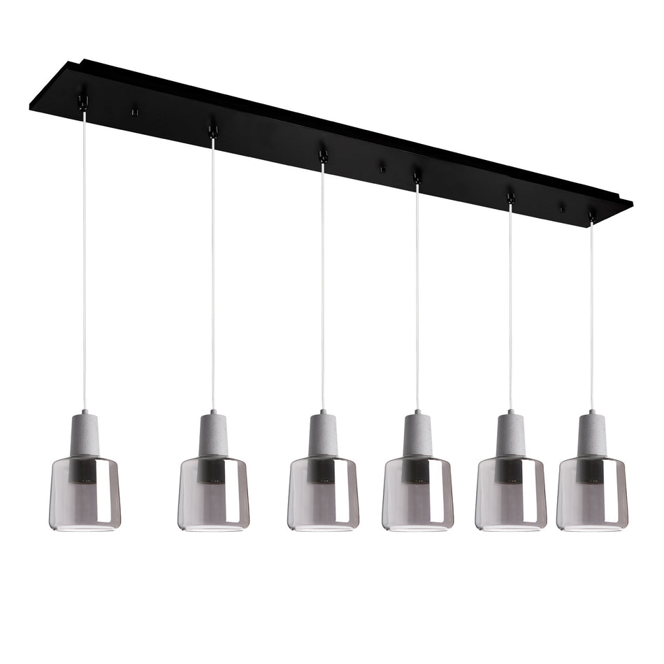 Samson 42-in Black/Smoked Glass 6-Light Multi Pendant