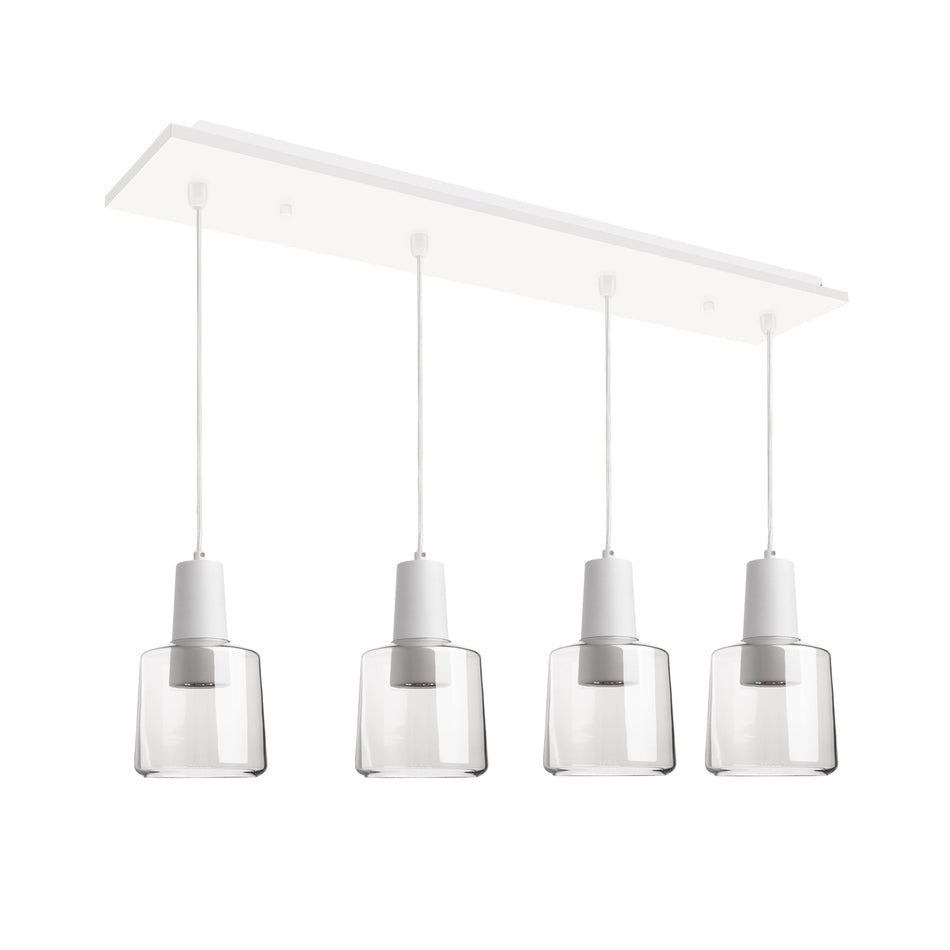 Samson 28-in White/Clear Glass 4-Light Multi Pendant
