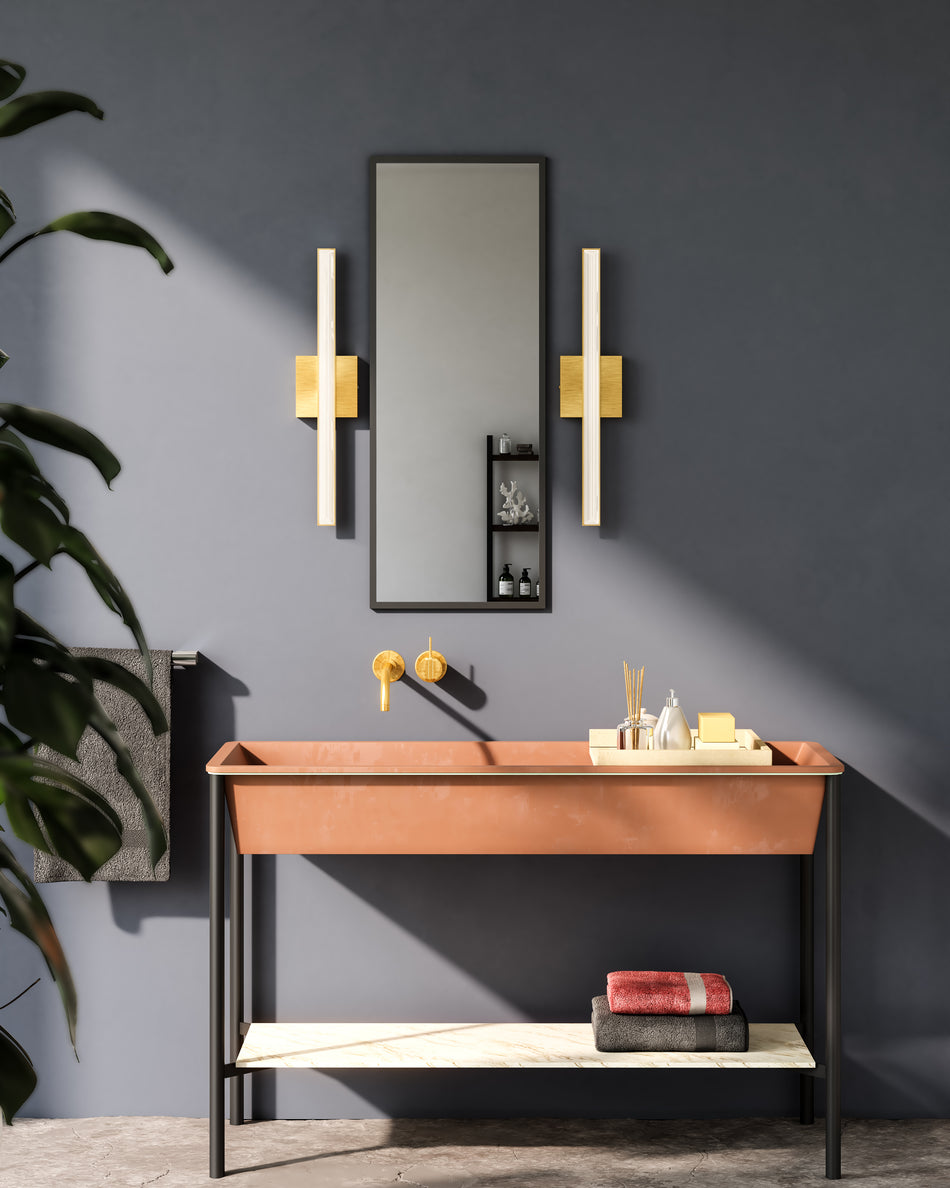 Saphir 34-in Brushed Gold LED Vanity by KUZCO