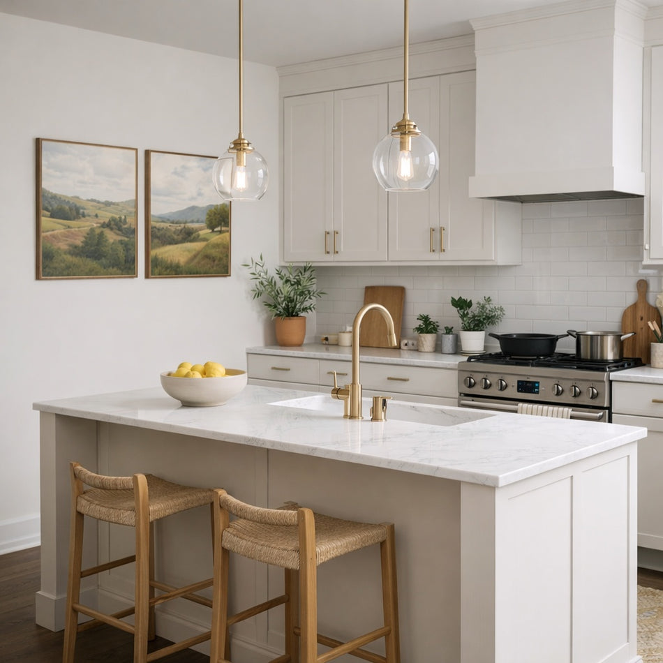 Hamilton SC13120SB Round Glass Pendant in Satin Brass by Artcraft