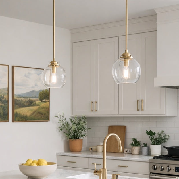 Hamilton SC13120SB Round Glass Pendant in Satin Brass by Artcraft