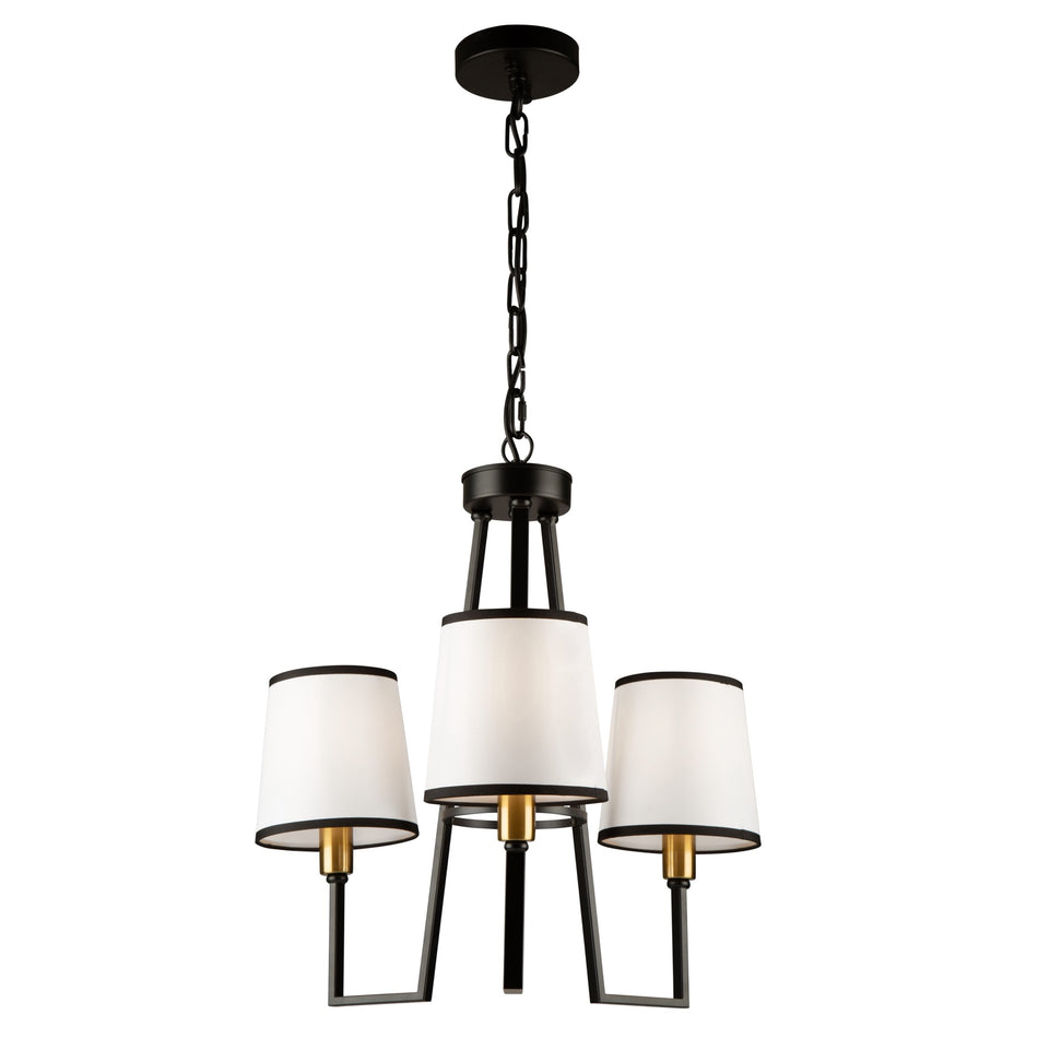 Coco 3 Light Chandelier Black and Gold