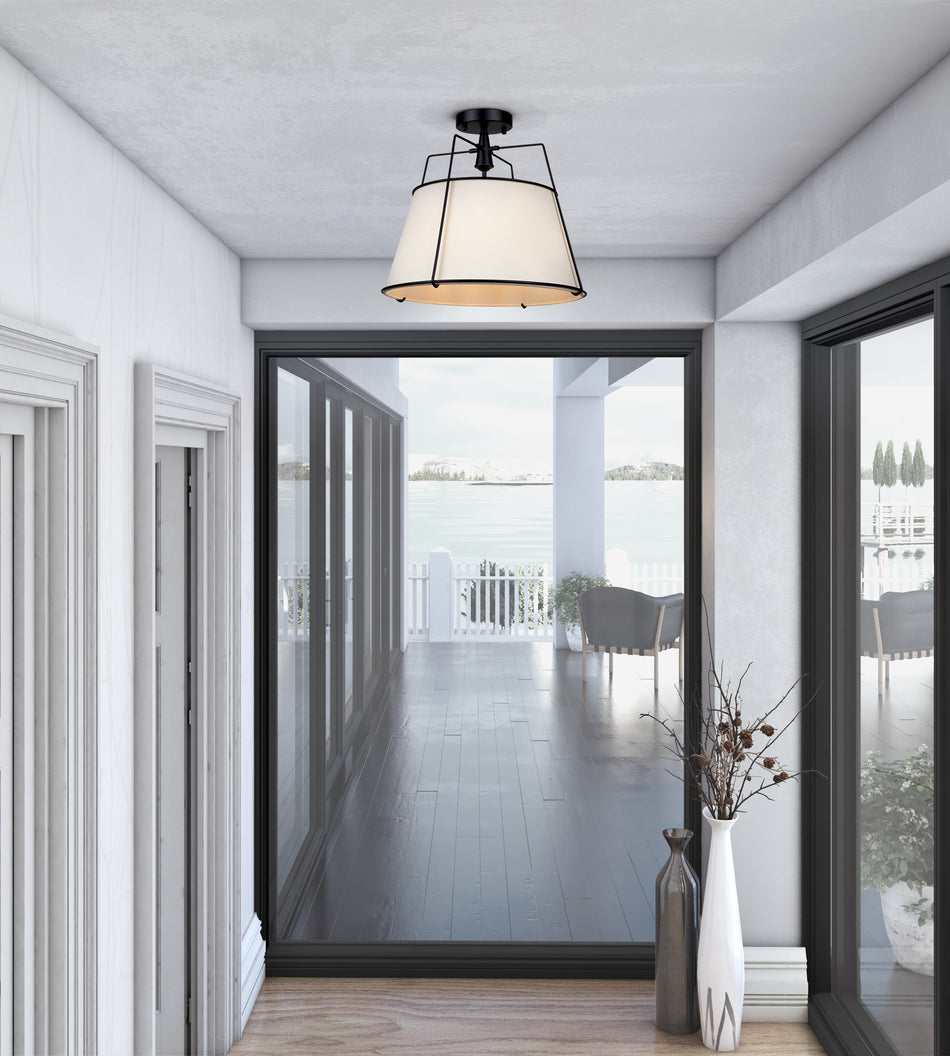 Pullman Collection 3-Light Semi-Flush Mount Black