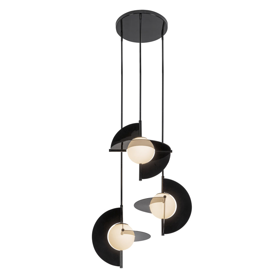 Scorpio 27-in Glossy Black/Opal Glass LED Chandelier by KUZCO