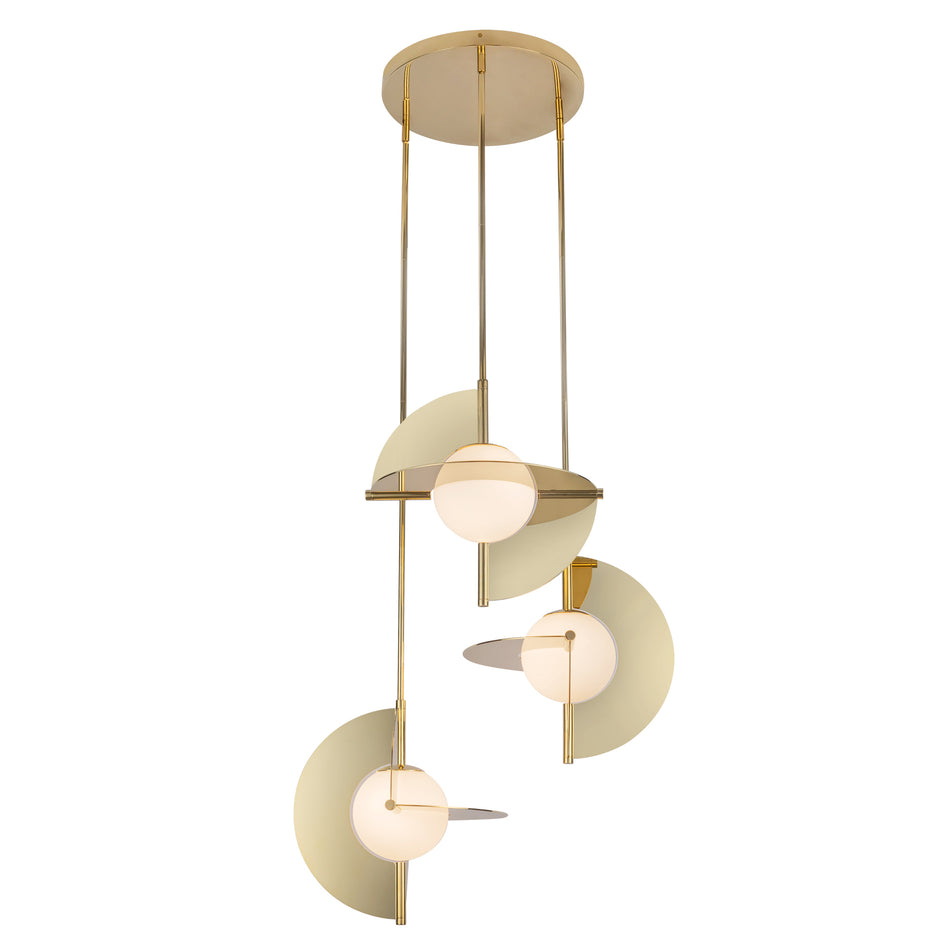 Scorpio 27-in Metallic Brass/Opal Glass LED Chandelier by KUZCO