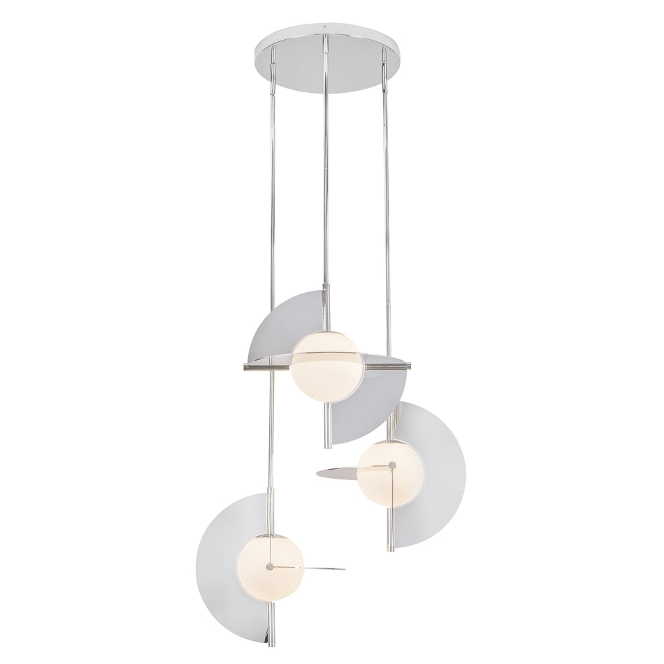 Scorpio 27-in Polished Nickel/Opal Glass LED Chandelier by KUZCO