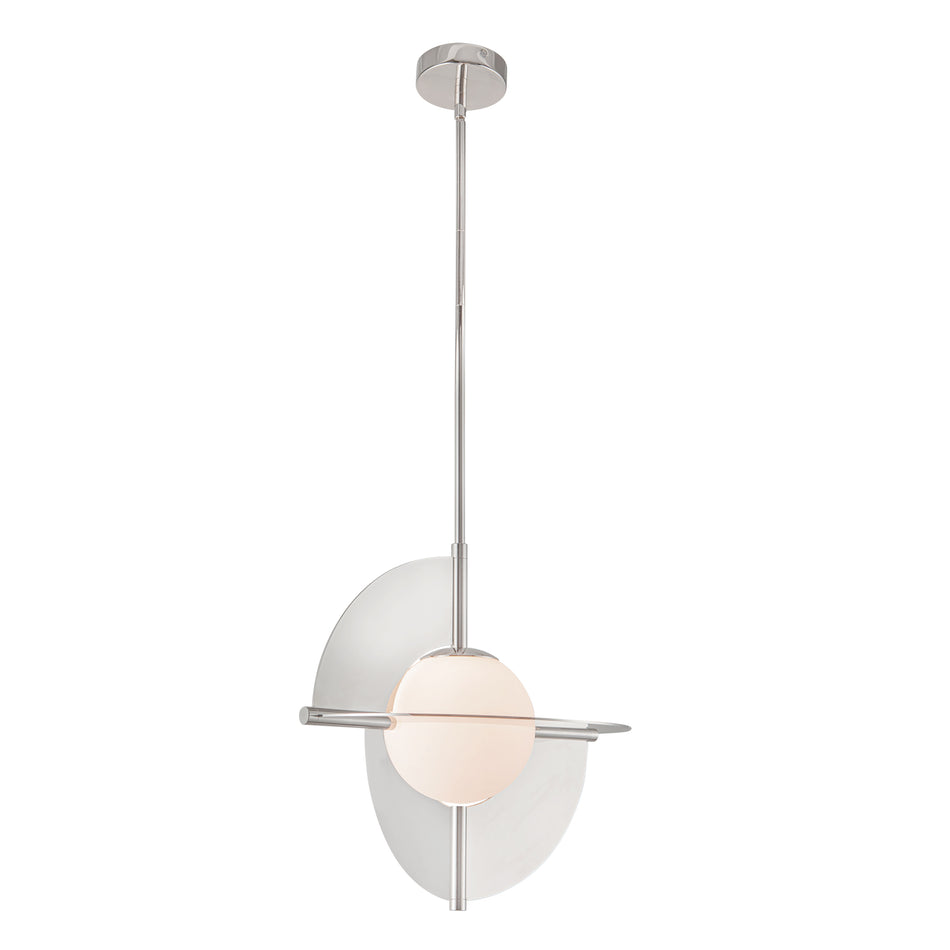 Scorpio 16-in Polished Nickel/Opal Glass LED Pendant by KUZCO