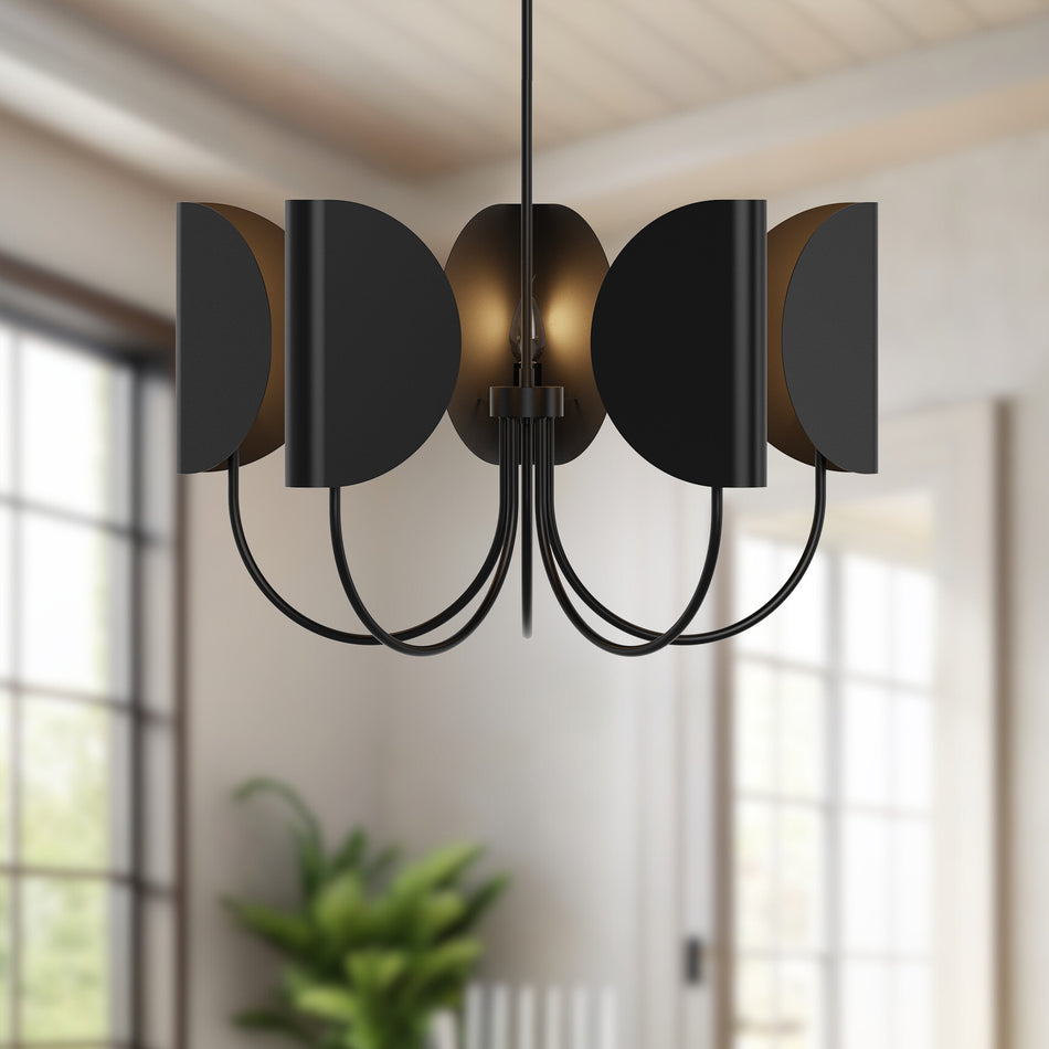 Seno 32-in Matte Black 5 Lights Chandeliers by ALORA MOOD