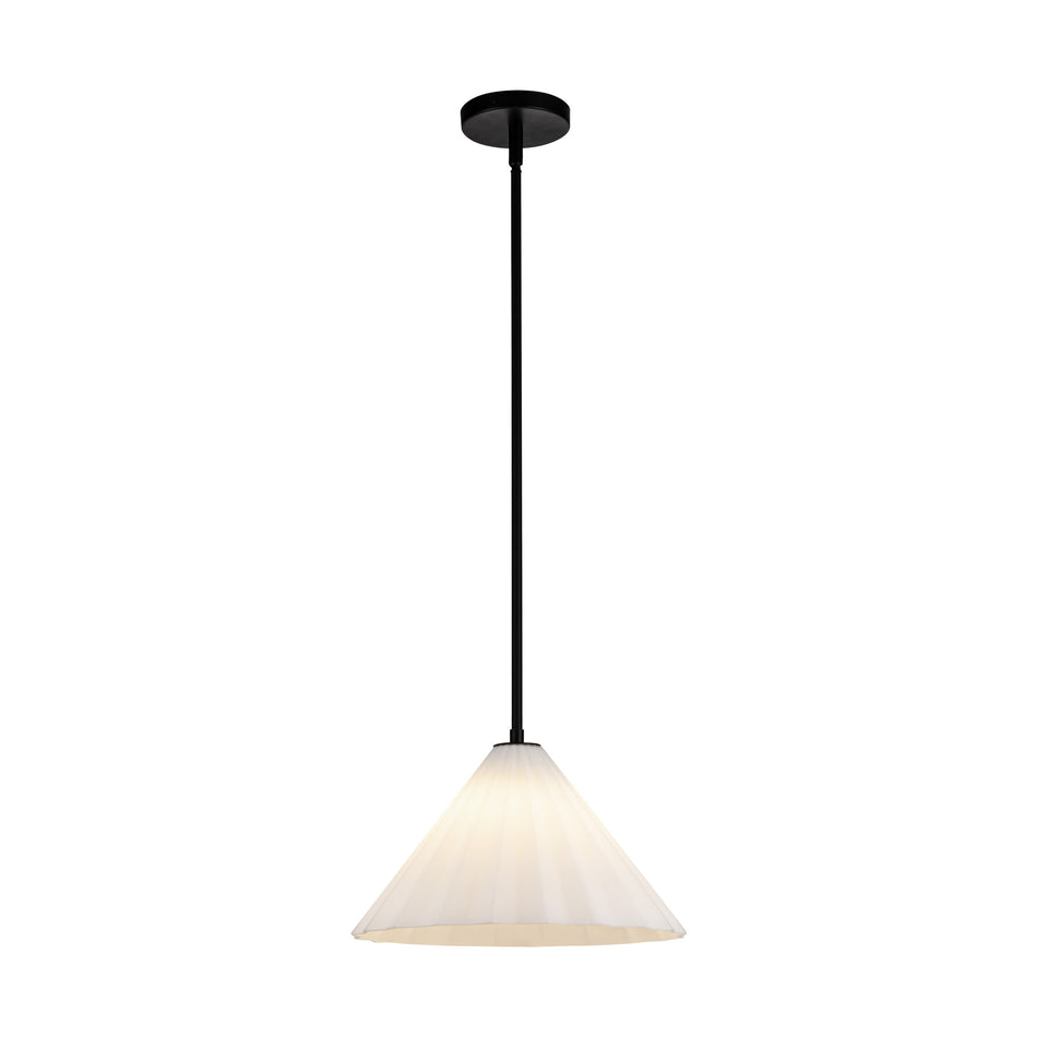 Serena 14-in Matte Black/Opal Glass 1 Light Pendant