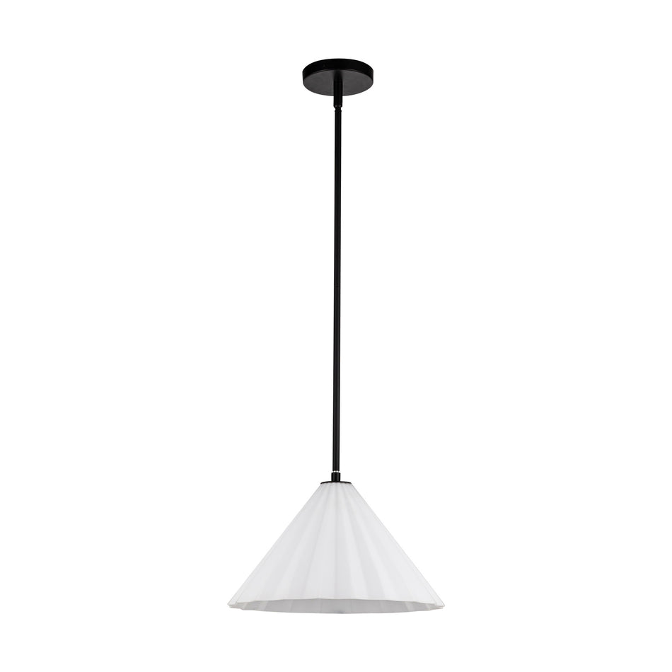 Serena 14-in Matte Black/Opal Glass 1 Light Pendant by ALORA MOOD