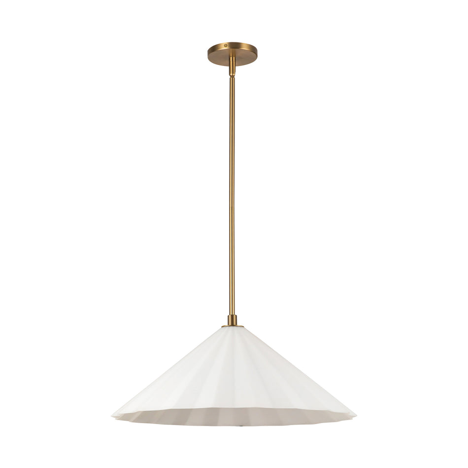 Serena 20-in Aged Brass/Opal Glass 1 Light Pendant by ALORA MOOD