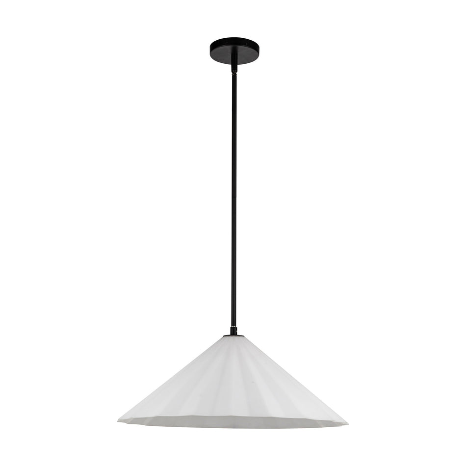 Serena 20-in Matte Black/Opal Glass 1 Light Pendant by ALORA MOOD