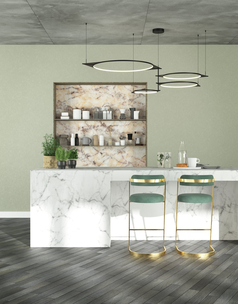 Serif 36-in Black LED Multi Pendant by KUZCO