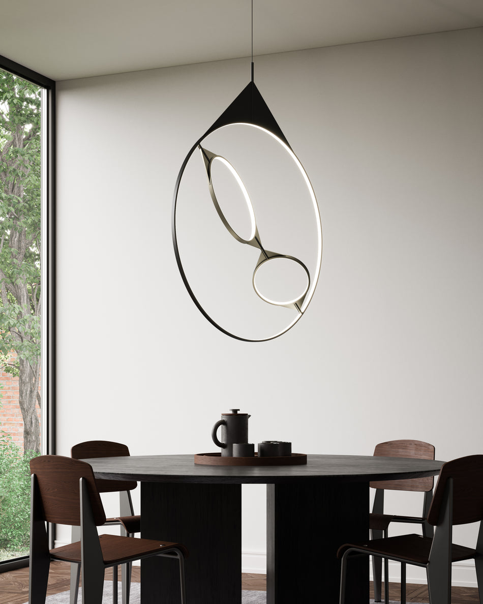 Serif 36-in Black LED Pendant by KUZCO